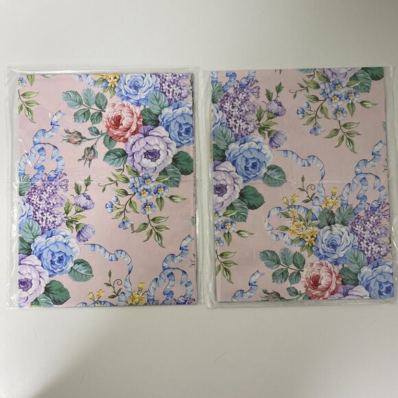 2 Packs Vintage American Greetings Gift Wrap Pink Floral Wedding Shower Birthday - Picture 4 of 6